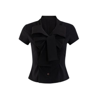 Bow Stripe Shirt Set