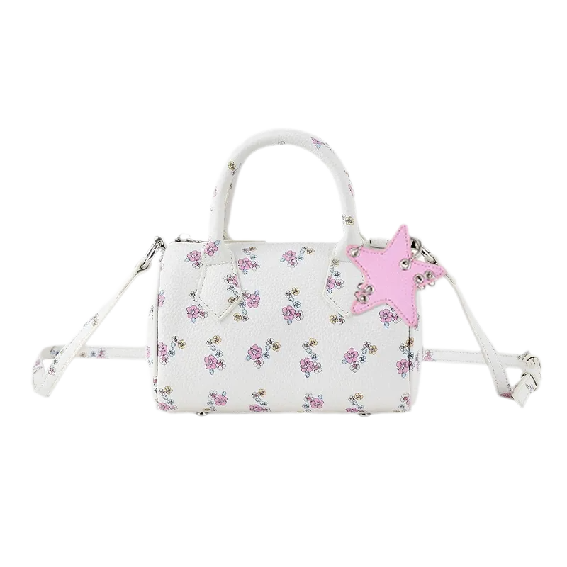 Floral Print Bow Boston Bag