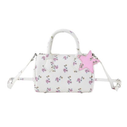 Floral Print Bow Boston Bag