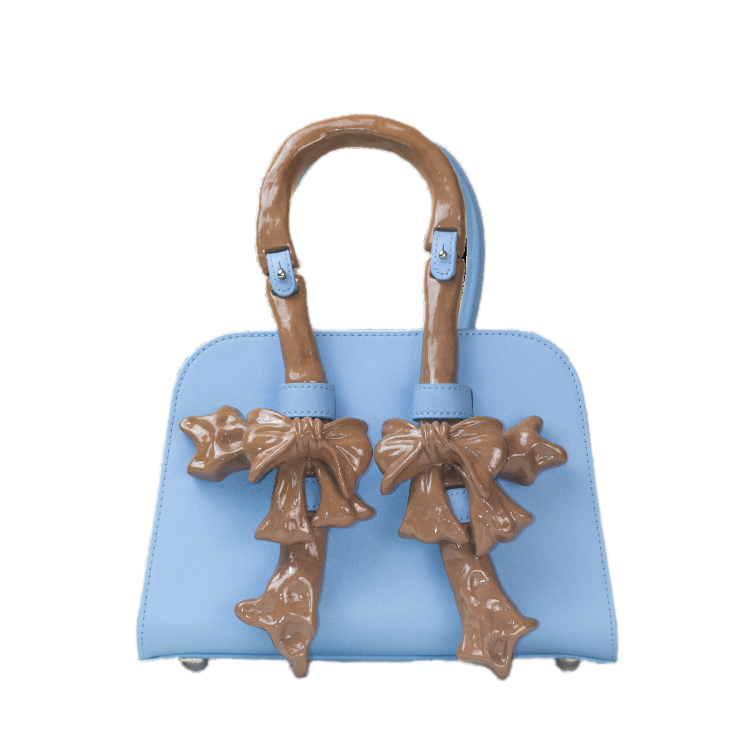Glossy Bow Structured Handbag