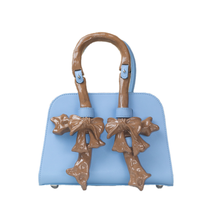 Glossy Bow Structured Handbag