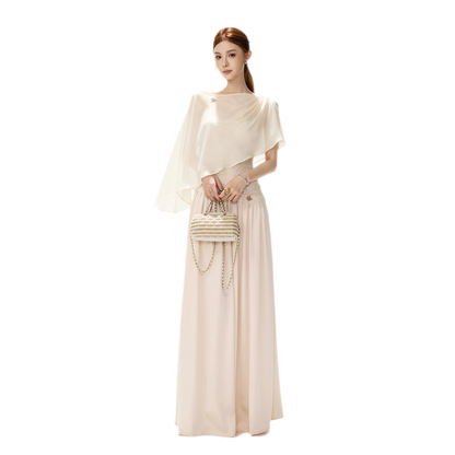 Lace Backless Satin Dress