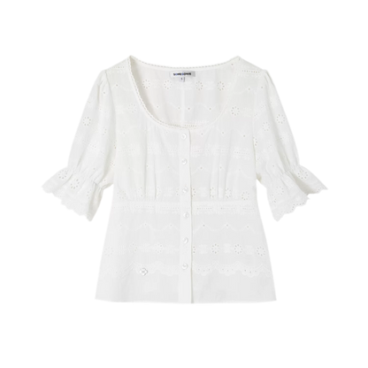 Eyelet Embroidered Top &amp; Skirt Set