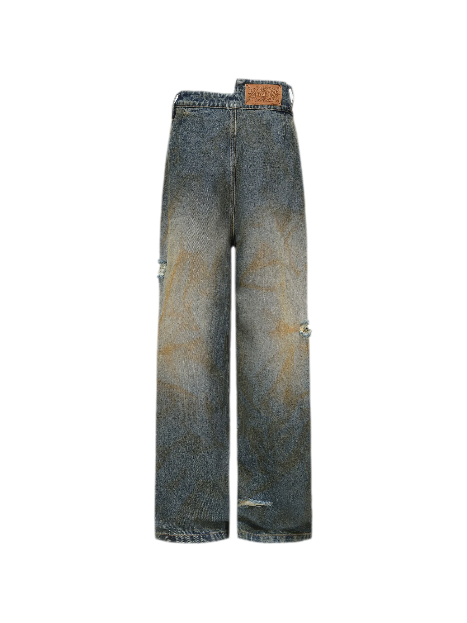 Distressed Wide-Leg Jeans