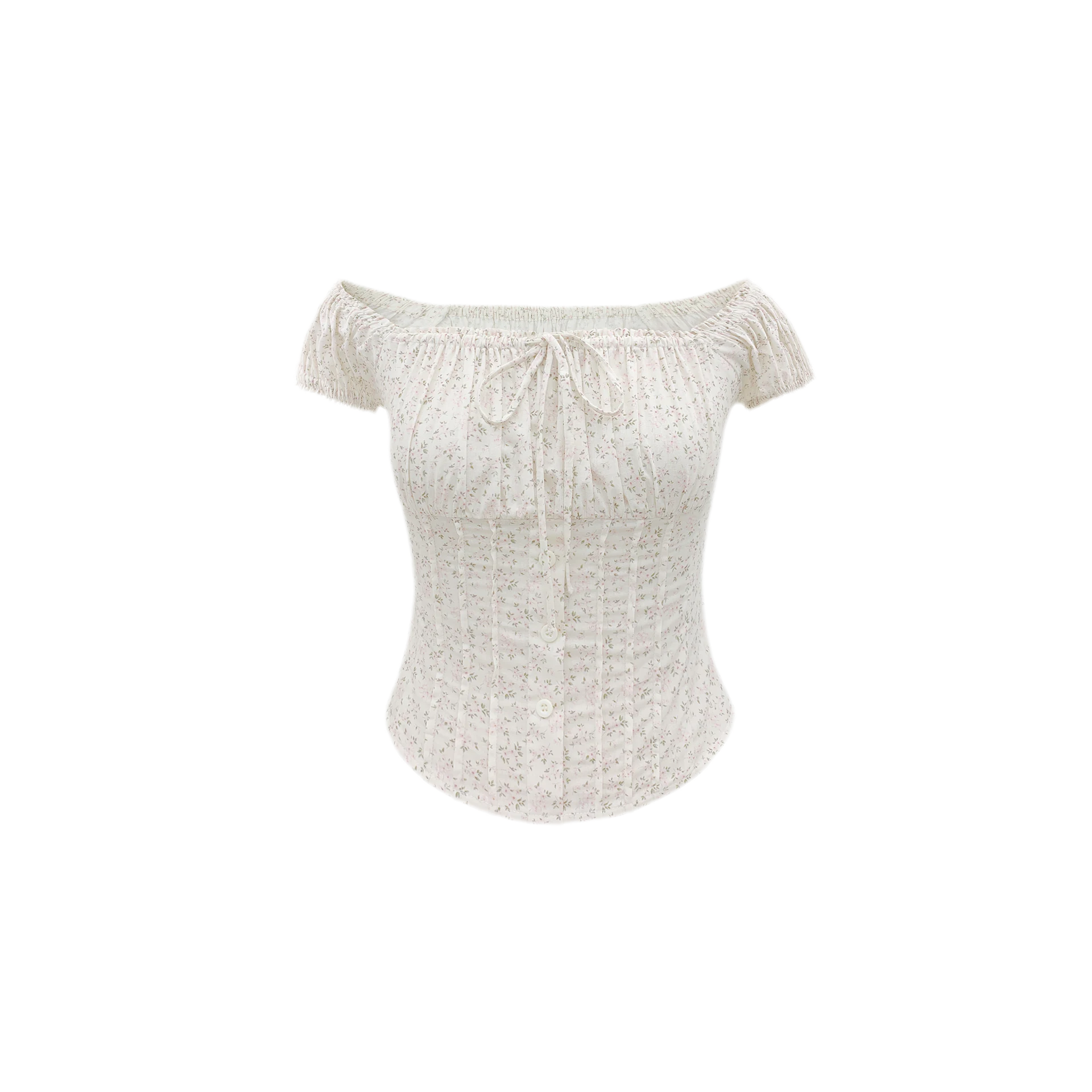 Cotton Floral Puff-Sleeve Top