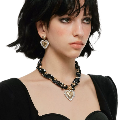 Vintage Heart Scarf Necklace