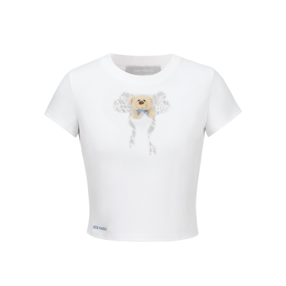 Spring/Summer 2026 Lace Bow Short Sleeve T-shirt