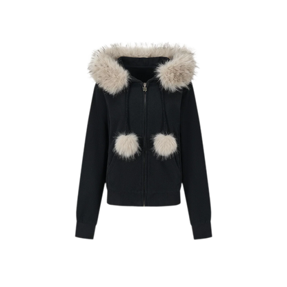 Contrast Fur Hooded Tracksuit