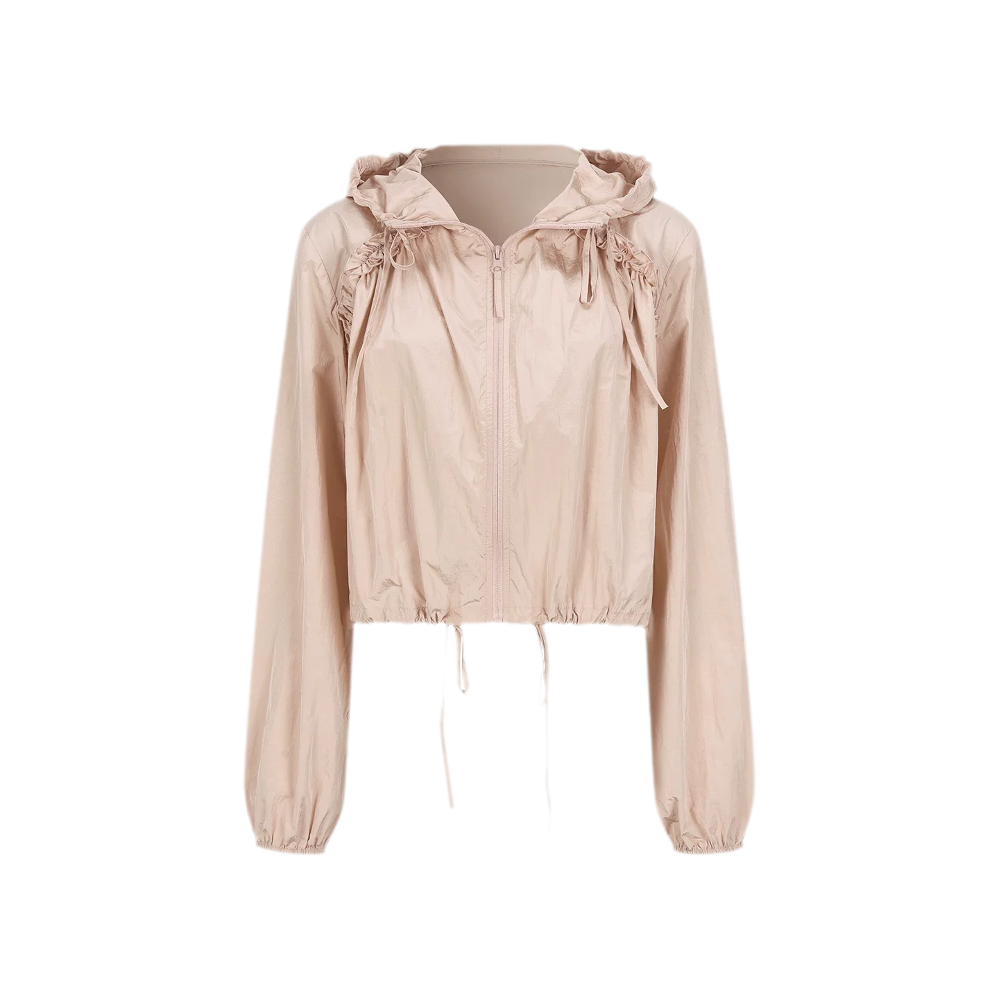 Nylon Ruffle Hooded Jacket