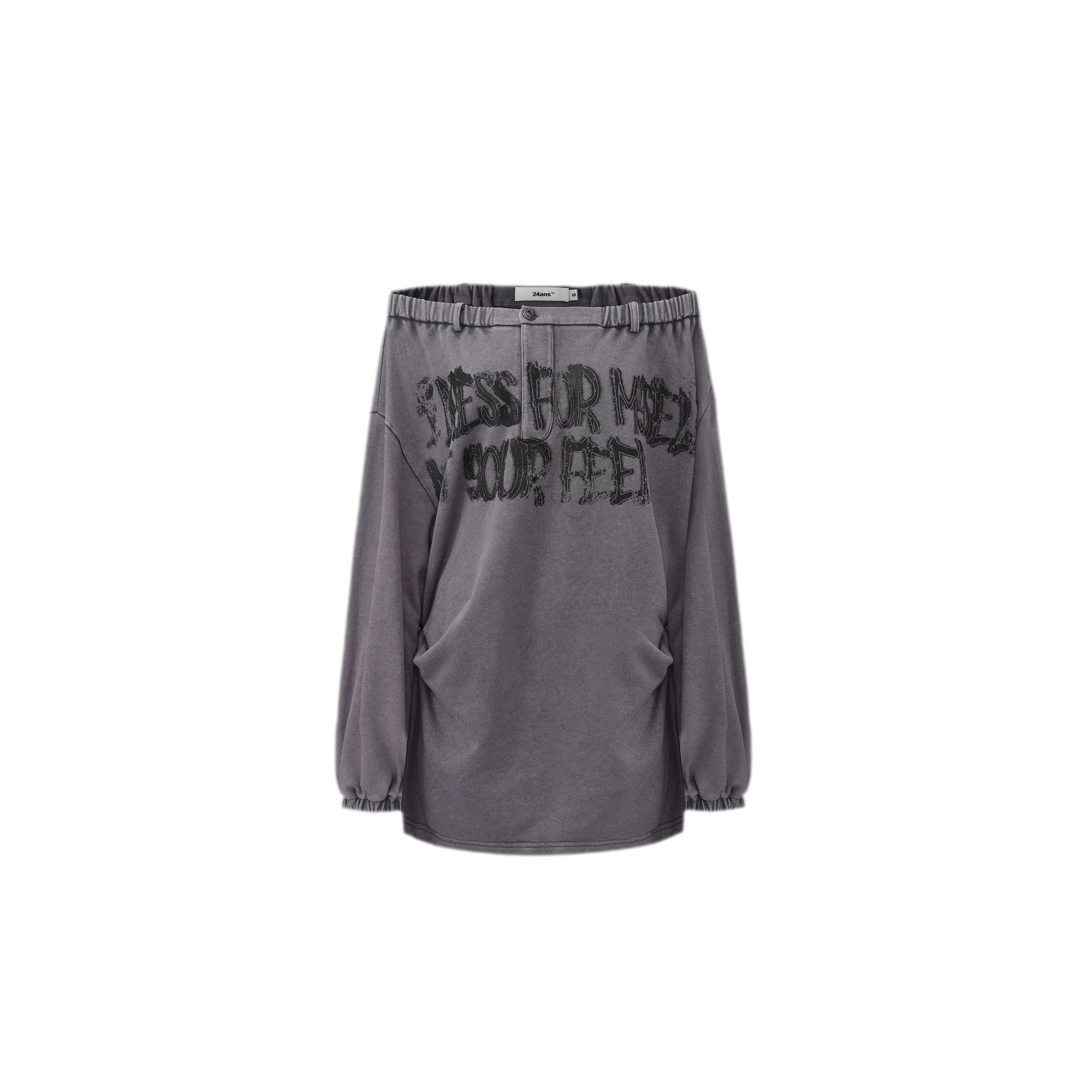 Graphic Off-Shoulder Ruched T-Shirt