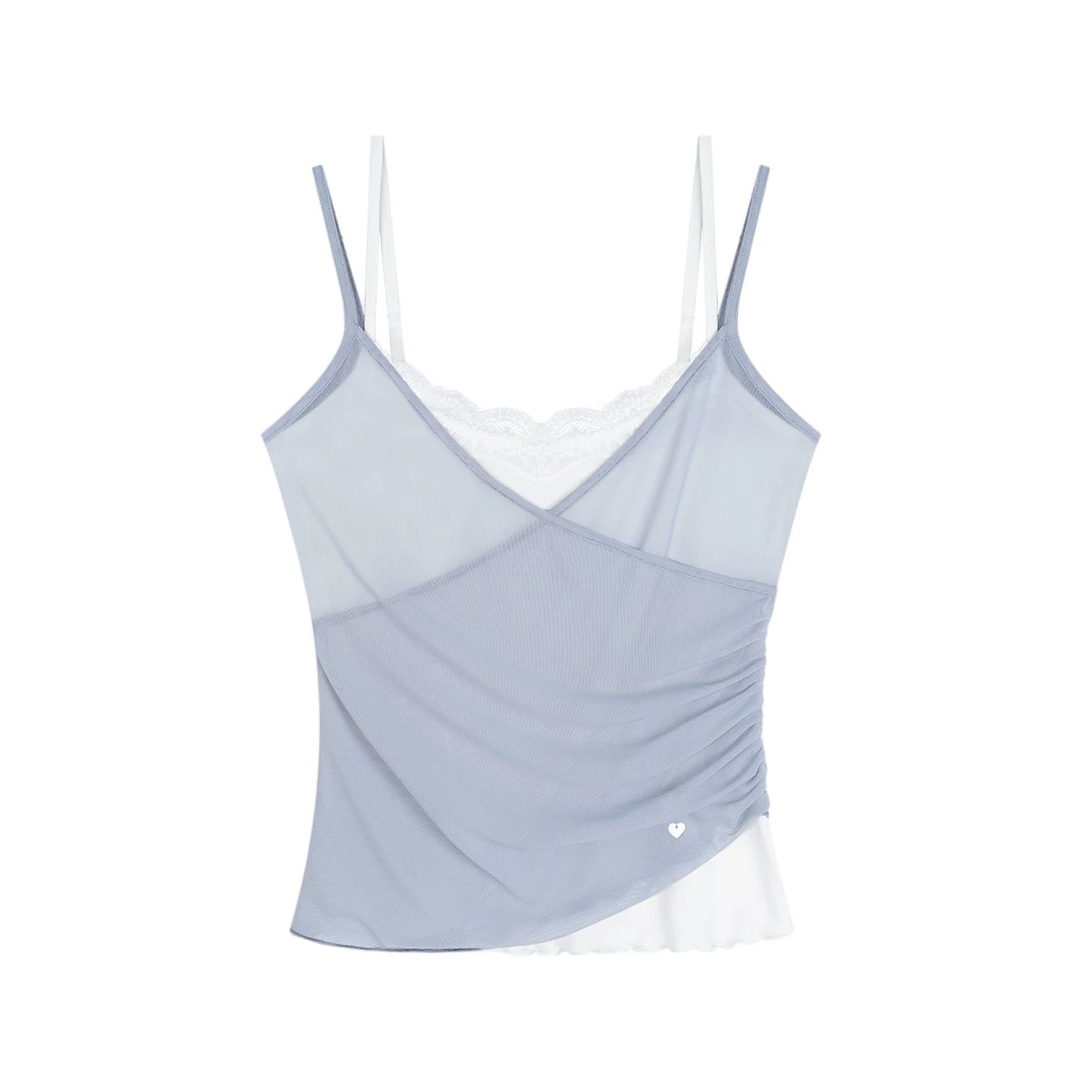 Lyrical Lace Spliced Cross Mesh Camisole Top