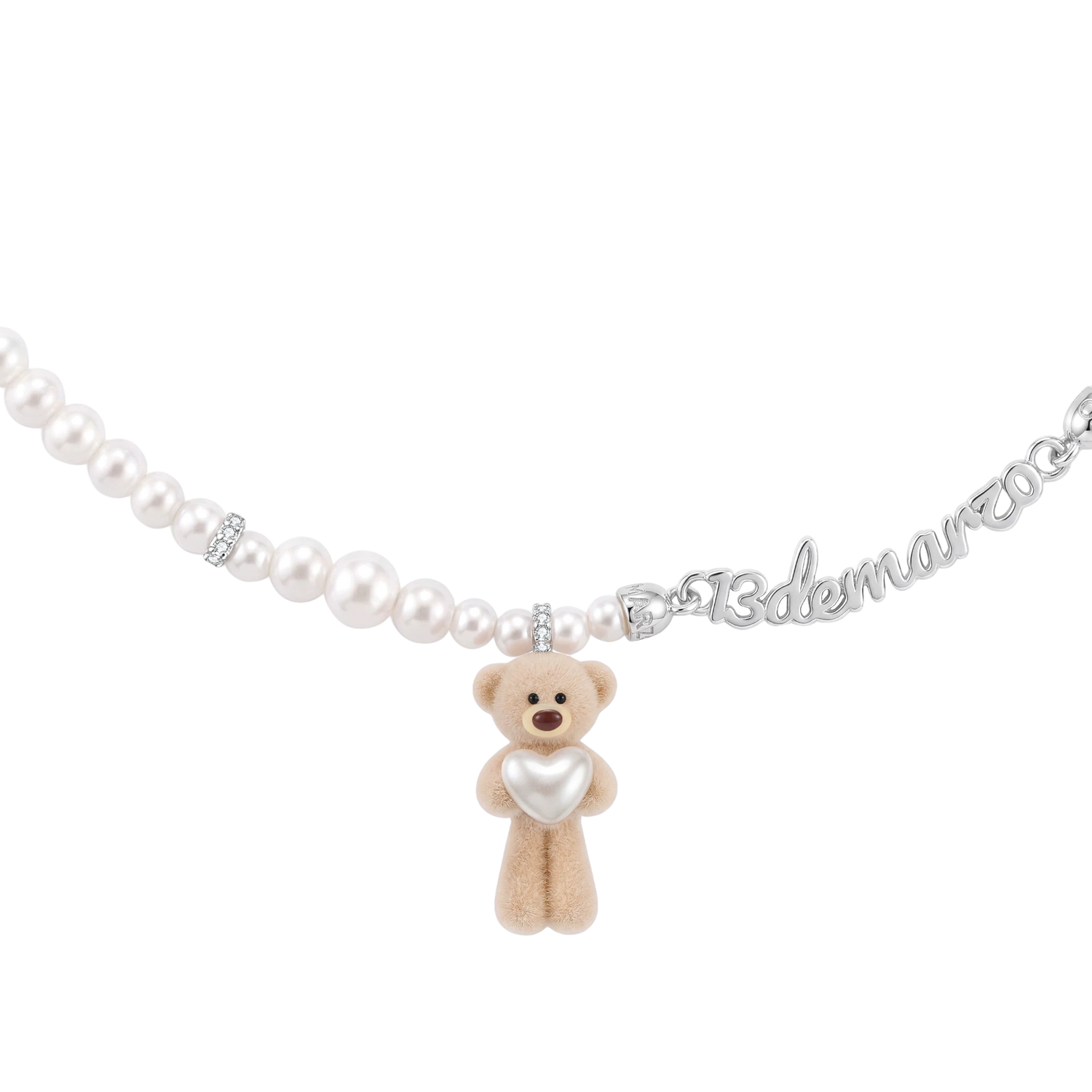 Bear Hug Pearl Heart Necklace