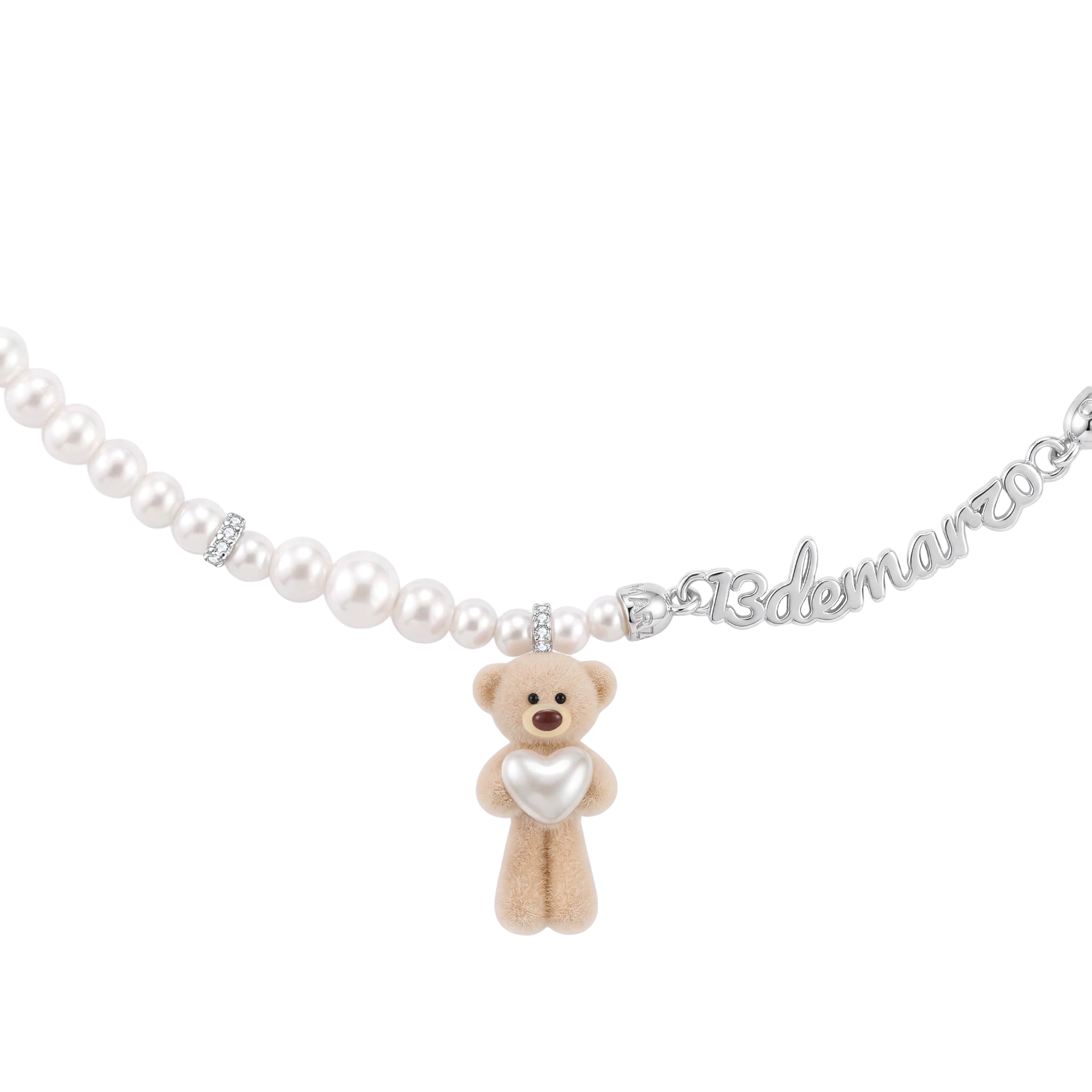 Bear Hug Pearl Heart Necklace
