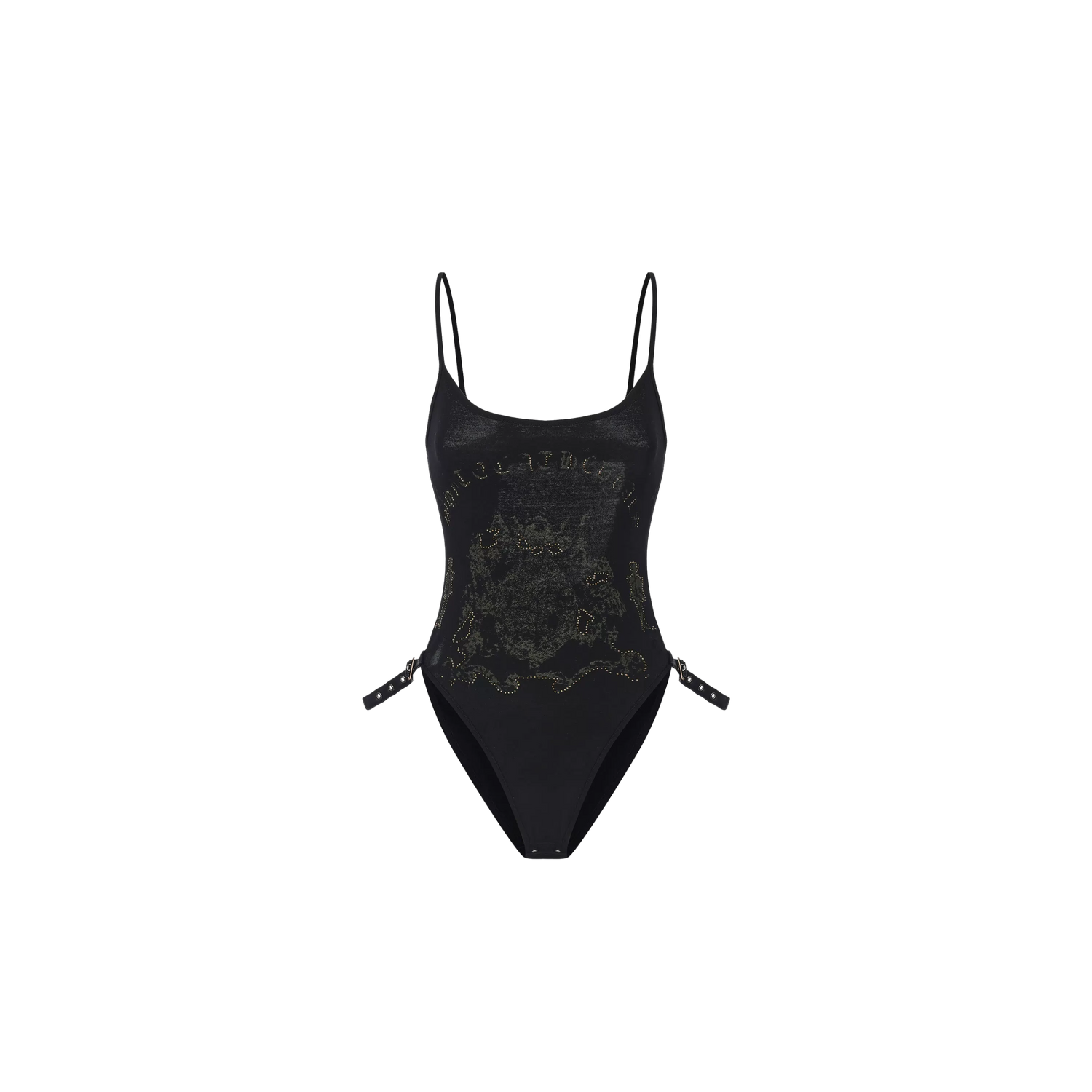 Gothic Print Waist-Exposed Vest