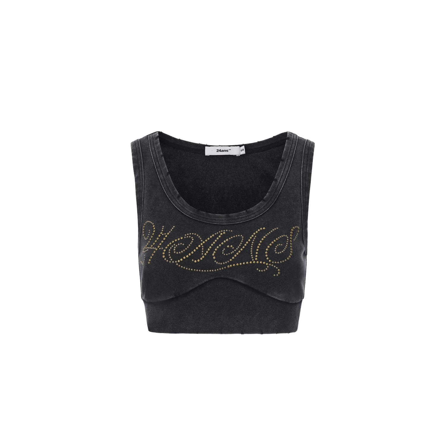 Washed Rhinestone Distressed Tank Top