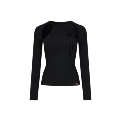 Ribbed Cutout Adjustable-Strap Knit Top