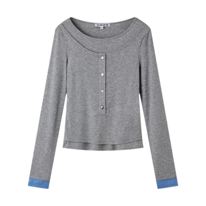 Contrast Cuff Layered Long-Sleeve T-Shirt