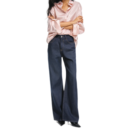 Jeans met contrasterende stiksels en hoge taille