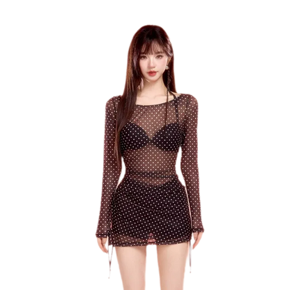 Black Polka Dot Swim Set