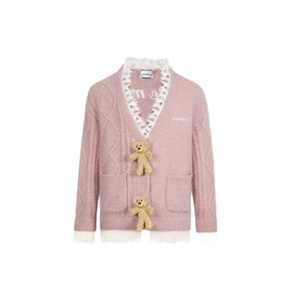Áo cardigan gấu oversized lông xù