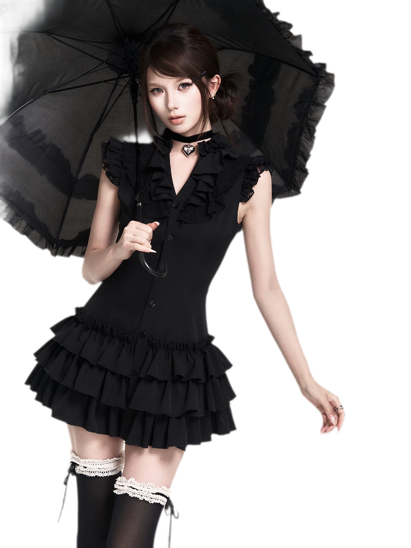 Lace Ruffle Dress Set