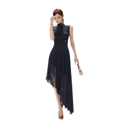 Mesh Splice Midi Dress