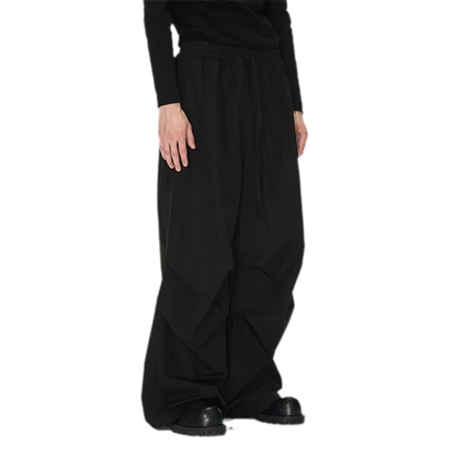 Sculptural Pleated Wide-Leg Trousers