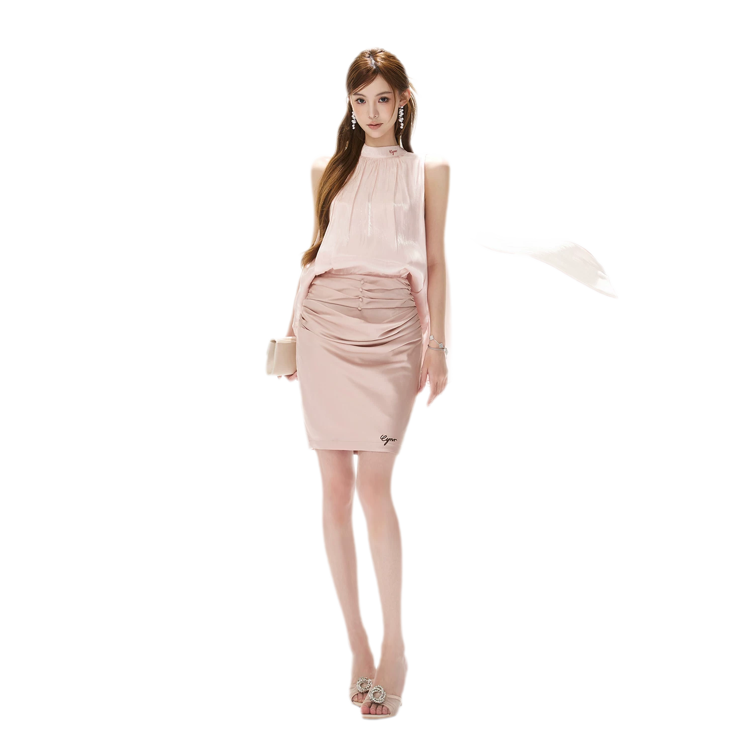 Pearl-Sheen Stand Collar Top