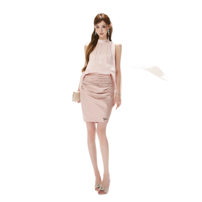 Pearl-Sheen Stand Collar Top