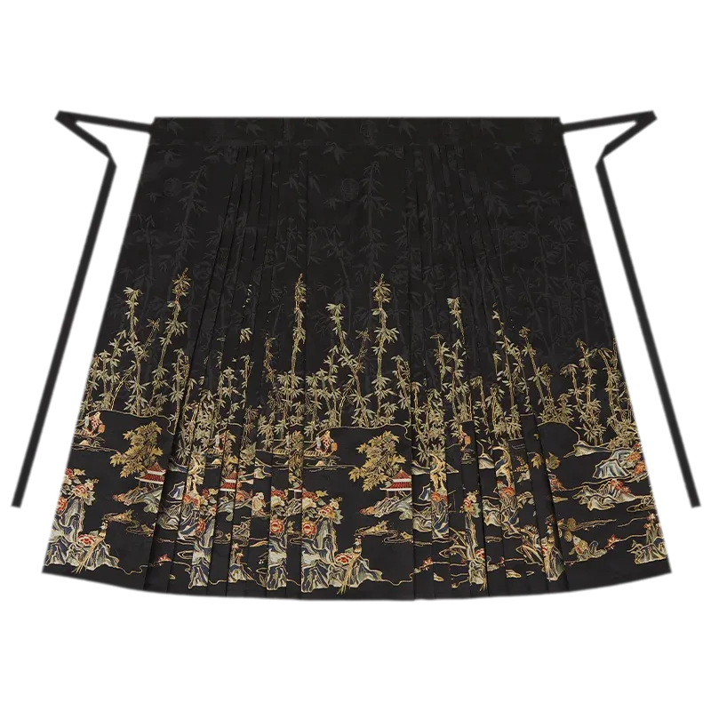 墨白·竹下听澜 Ink Bamboo Ripples Brocade Mamian