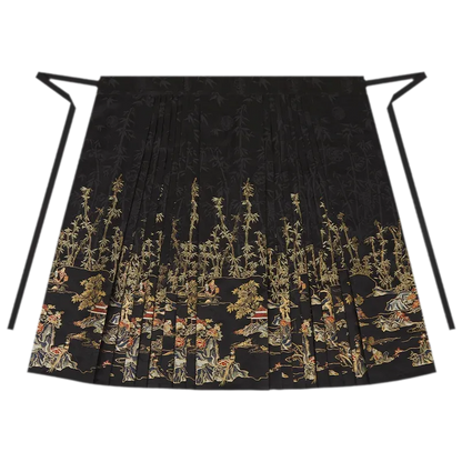 墨白·竹下听澜 Ink Bamboo Ripples Brocade Mamian