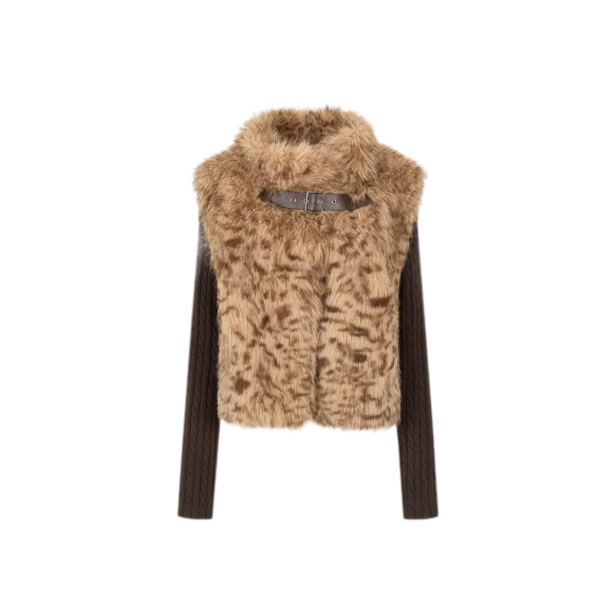 Detachable Sleeve Faux Fur Vest