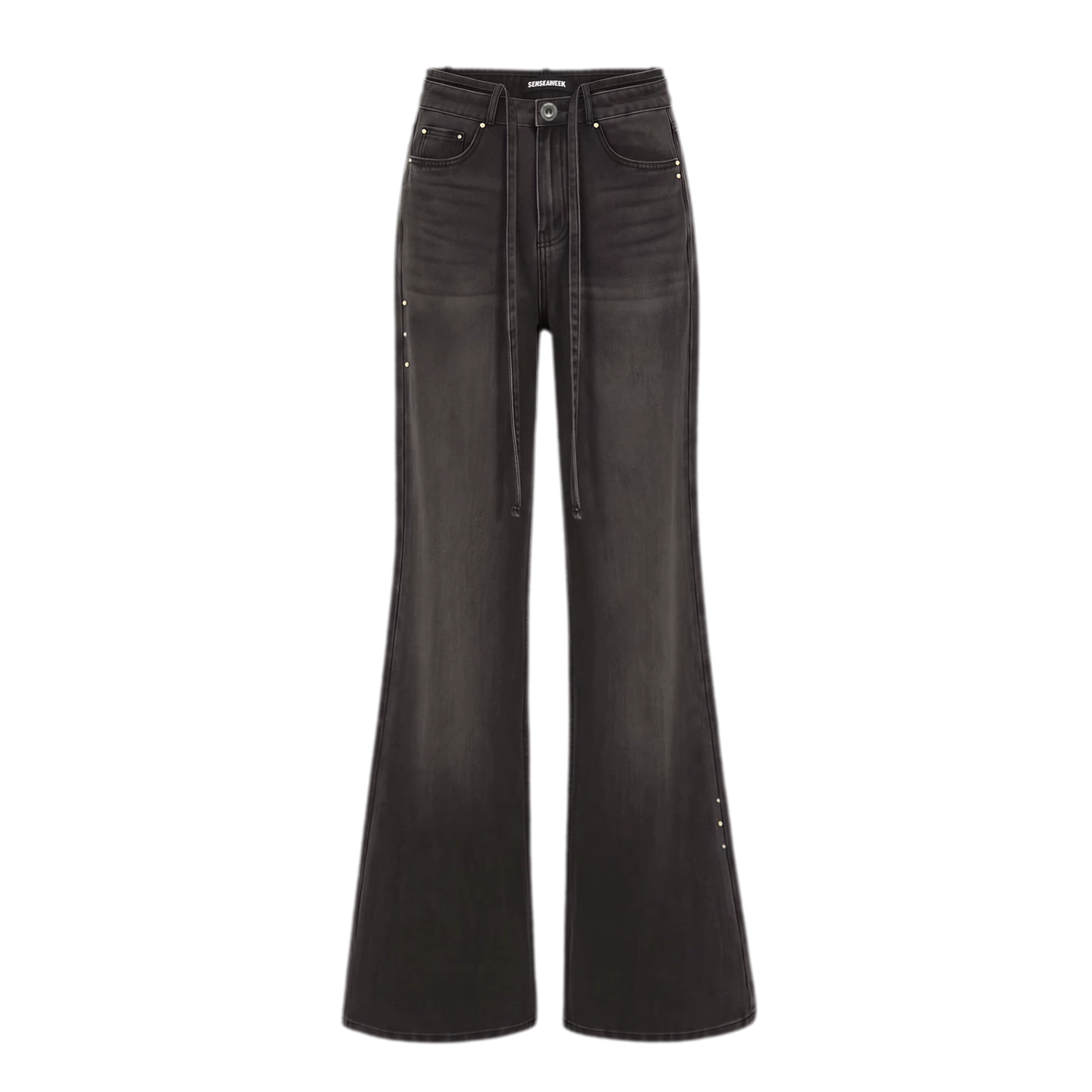 Rhinestone Micro-Flare Cotton Jeans