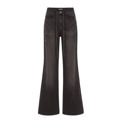 Rhinestone Micro-Flare Cotton Jeans