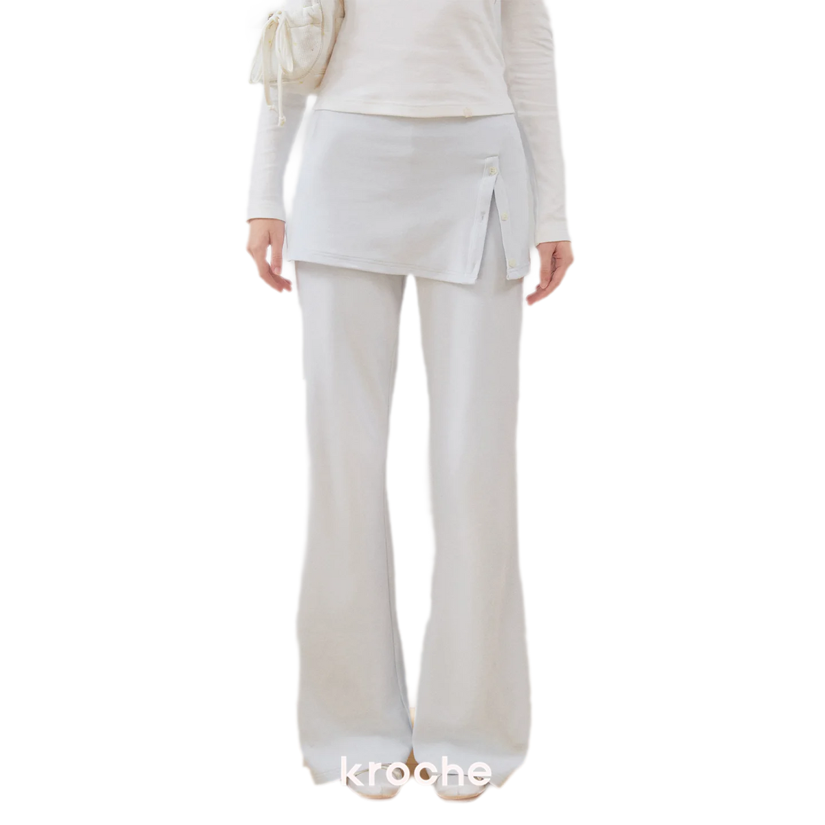 Organic Cotton Faux-Layer Flare Sweatpants