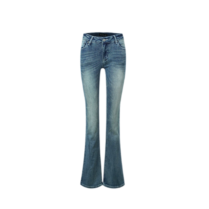 Distressed Low-Rise Slight-Flare Jeans