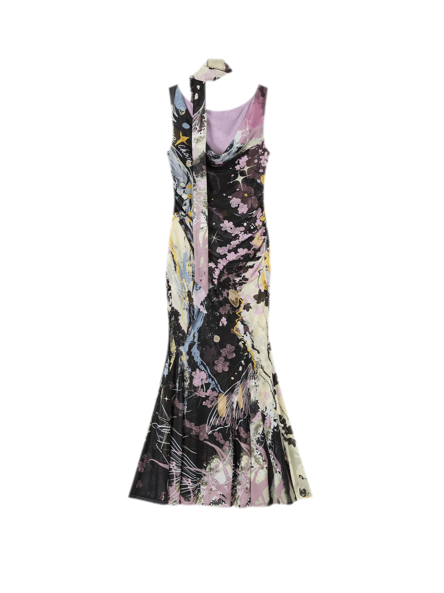 Hand-Painted Mesh Mermaid Dress