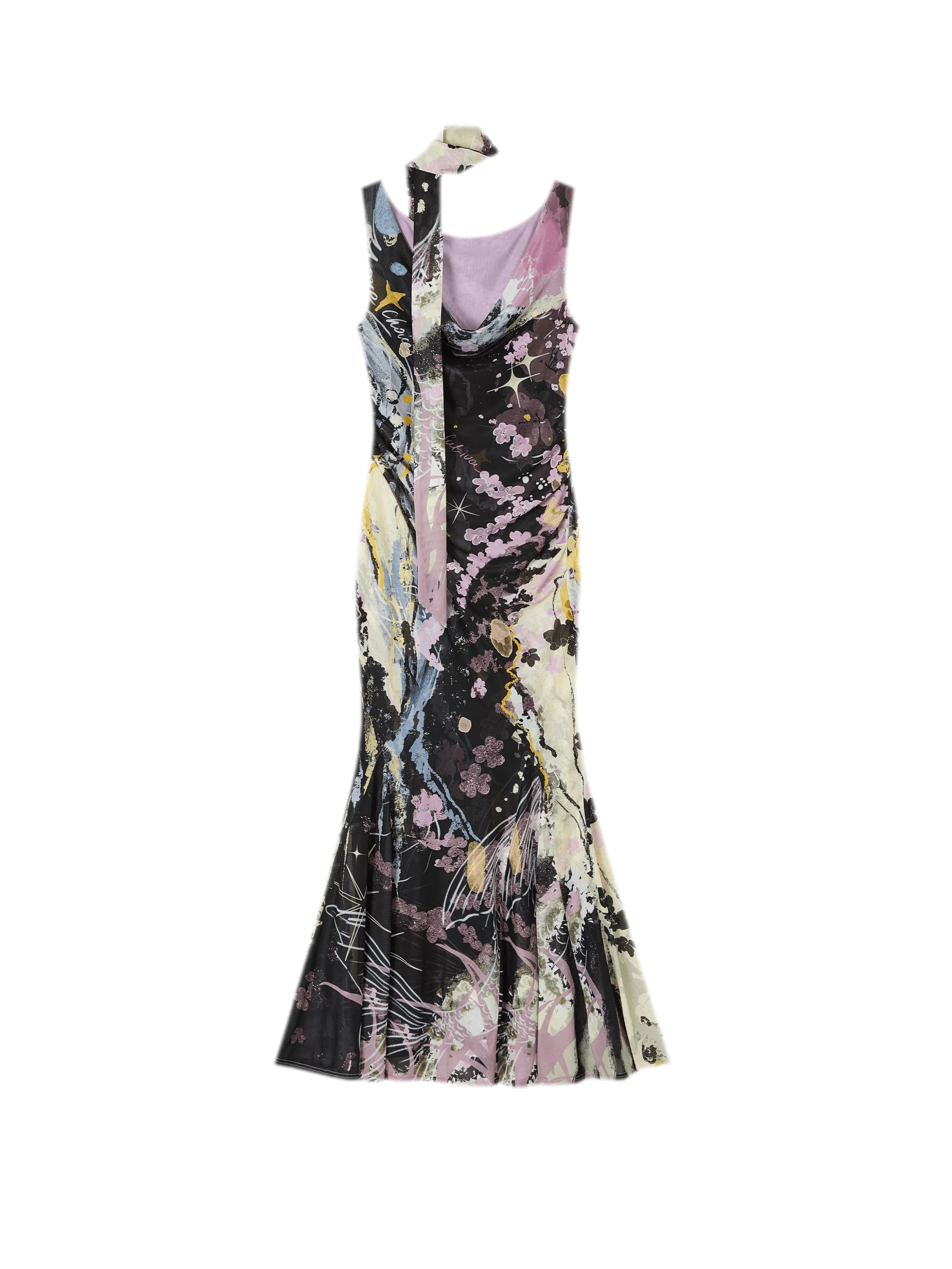 Hand-Painted Mesh Mermaid Dress