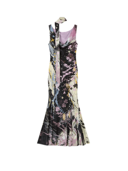 Hand-Painted Mesh Mermaid Dress