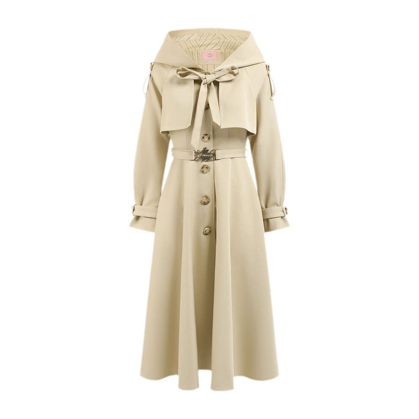 Waist-Defined Hooded Trench Coat