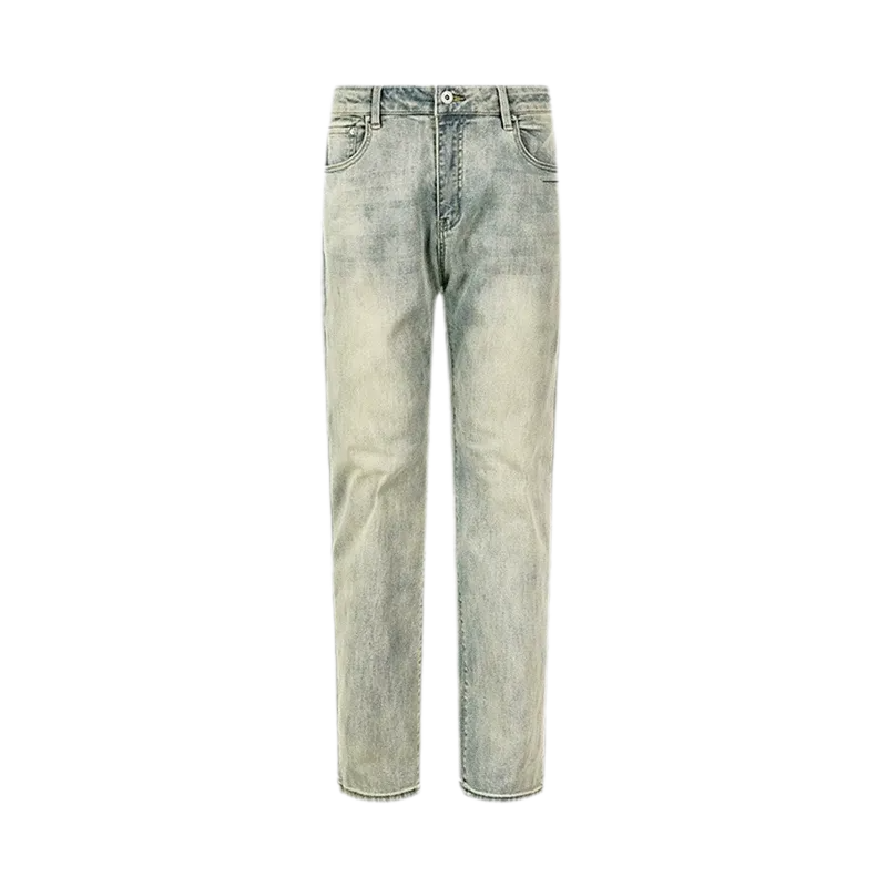 Washed Yellow Mud Straight Jeans