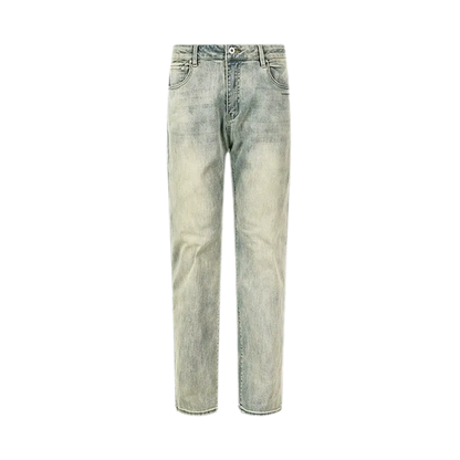 Washed Yellow Mud Straight Jeans