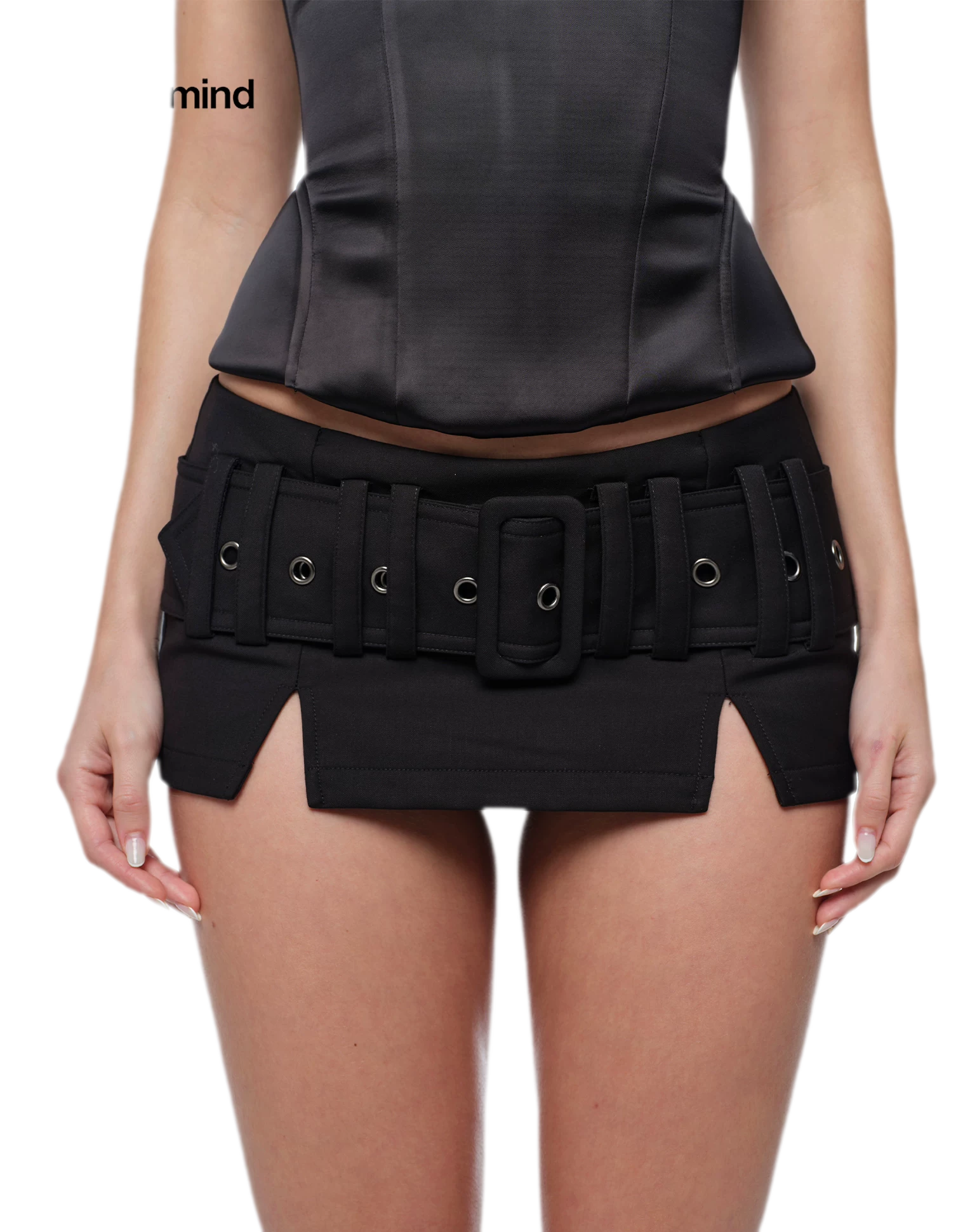 Low-Rise Buckle Mini Skirt