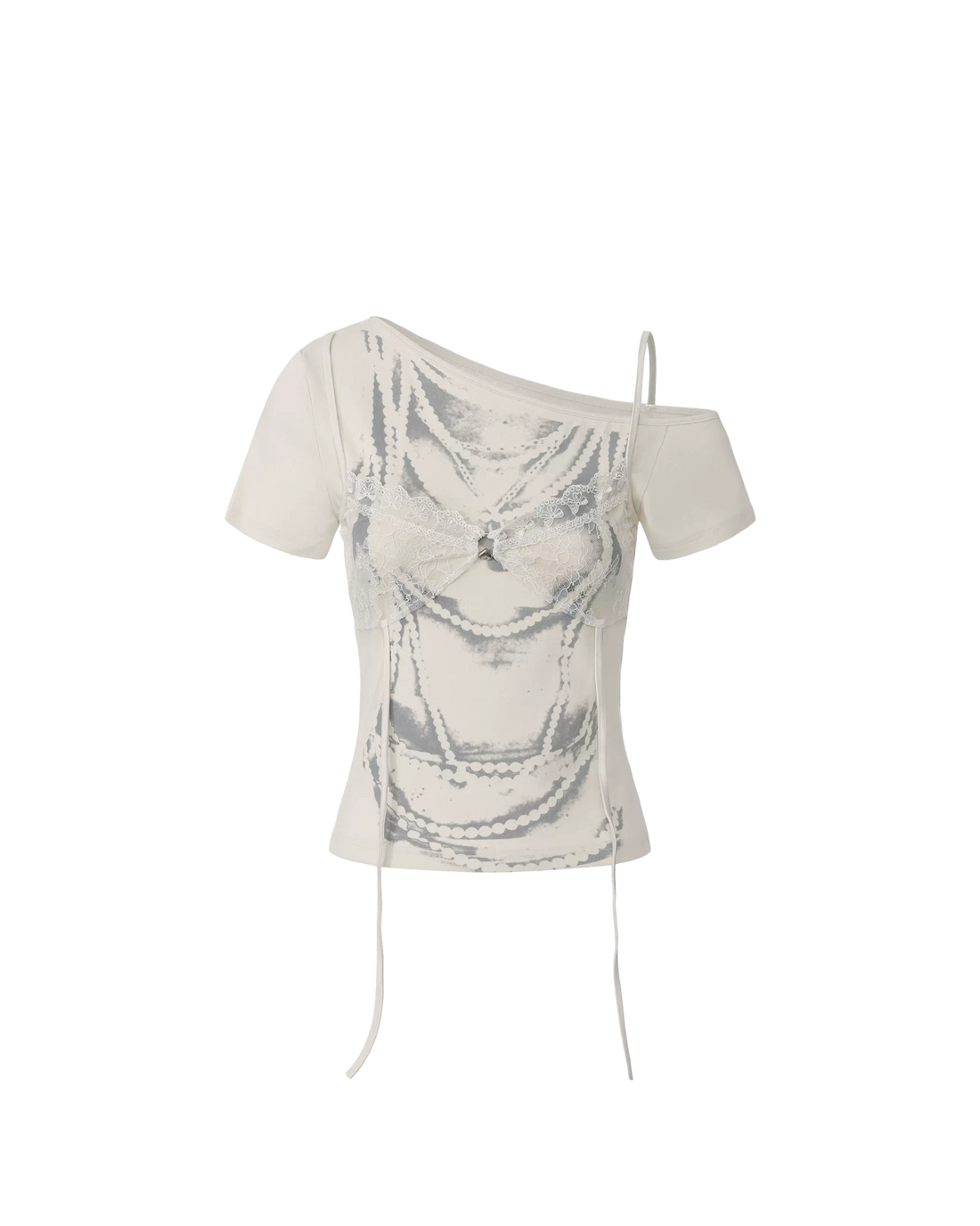 24ANS T-shirt with Lace Print – White
