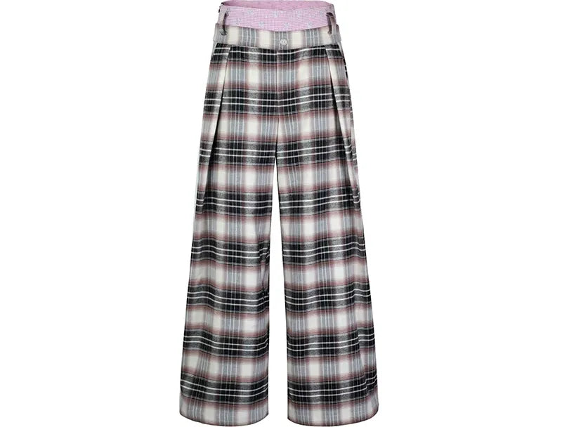 Checked Wide-Leg Pants