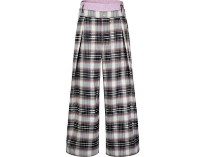 Checked Wide-Leg Pants