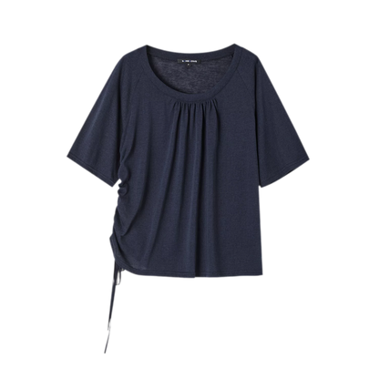 V-Neck Ruched Knit Tee