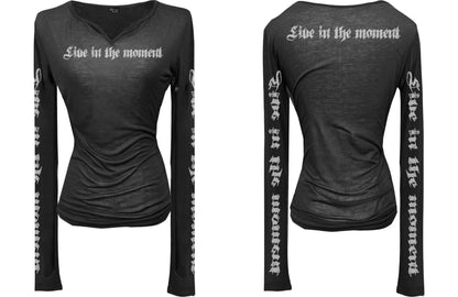 Ruched Graphic Fitted Long Sleeve
