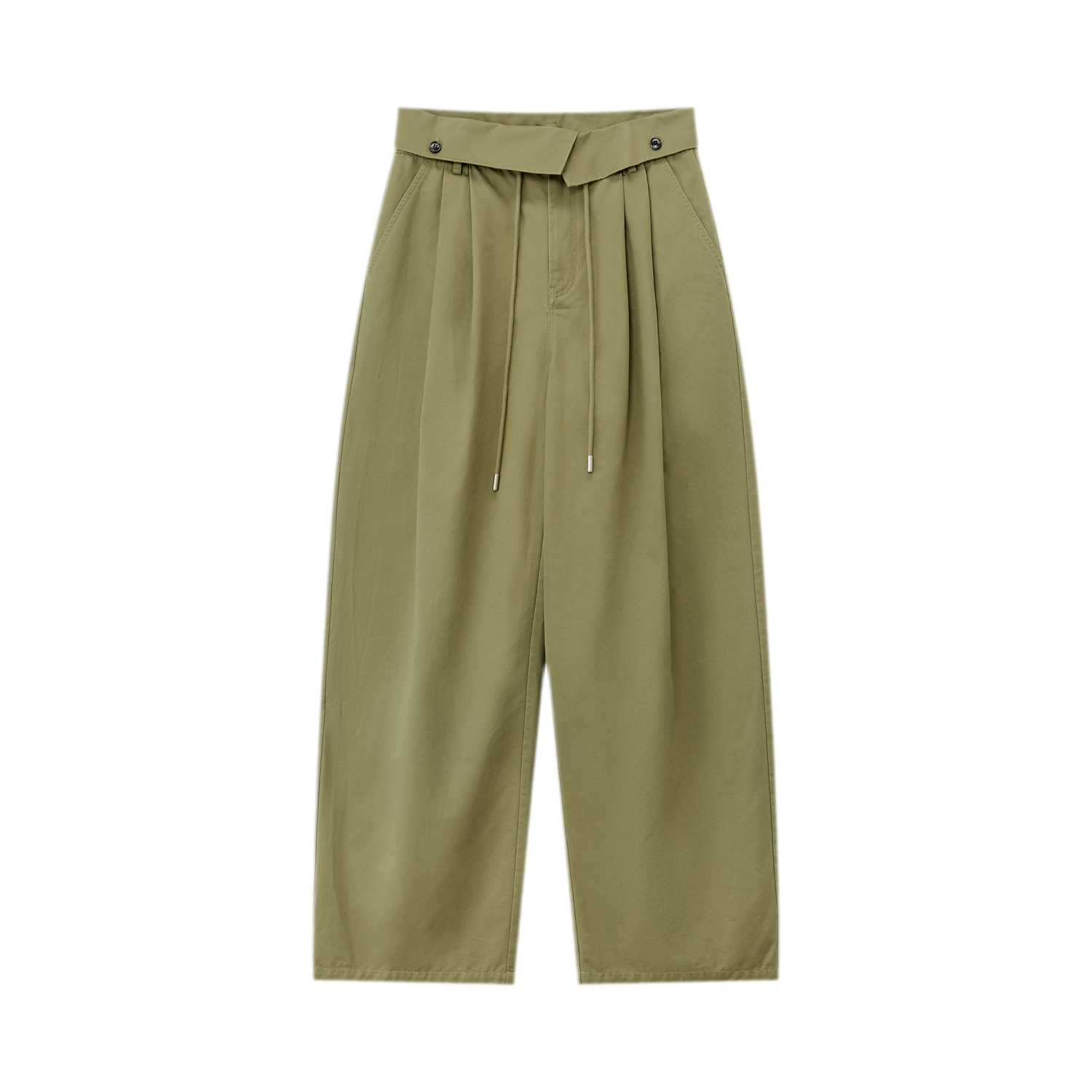 Washed Cross-Waistband Wide-Leg Pants