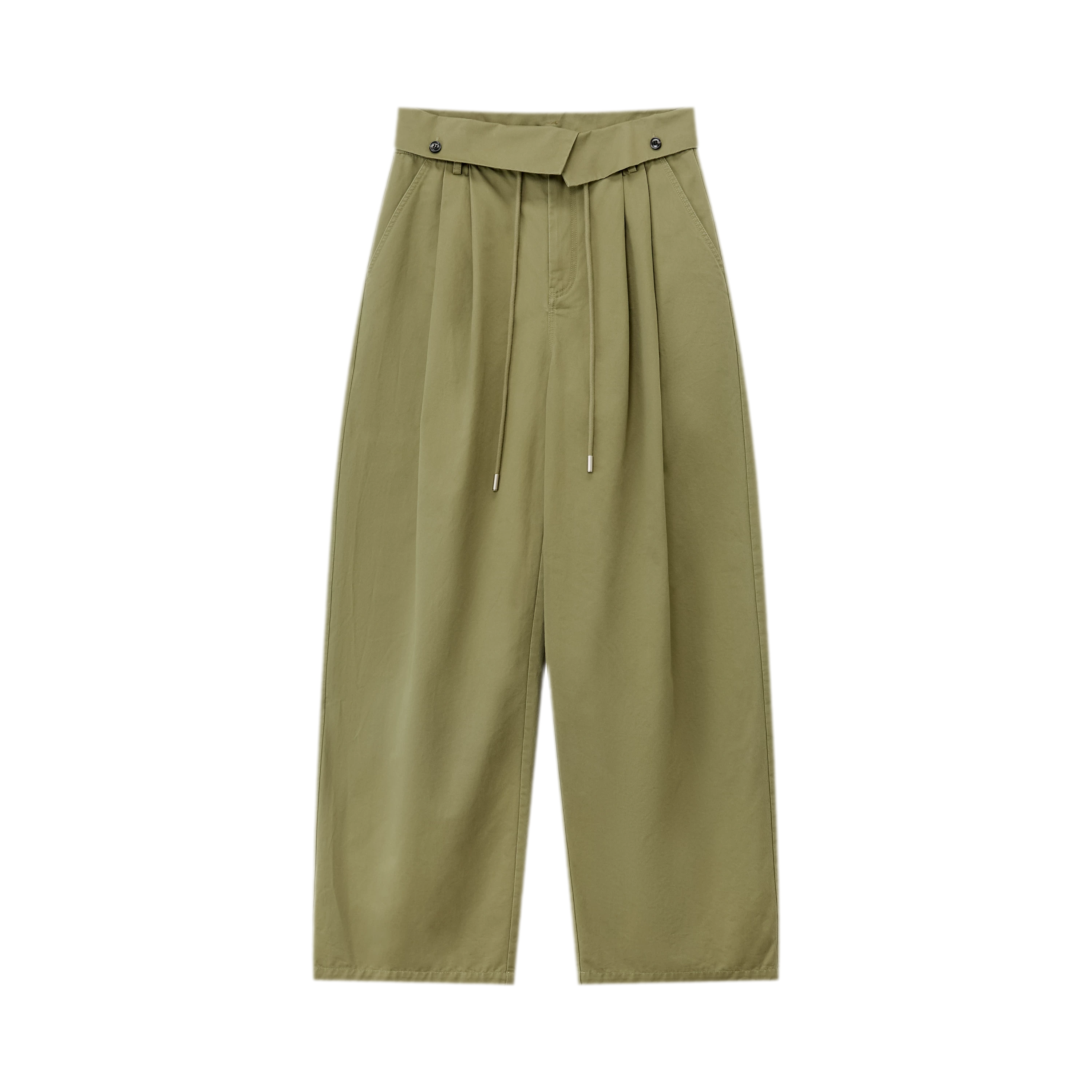 Washed Cross-Waistband Wide-Leg Pants